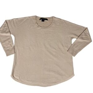 French Connection Women's Size S Beige‎ Crewneck Knit Sweater Lightweight